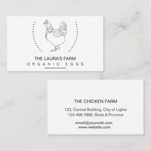ヴィンテージチキンファームヘンラインアート 名刺 (正面/裏面)