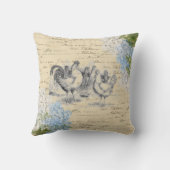 ヴィンテージチキンブルーフラワーポストカード装飾用クッション クッション (裏面)