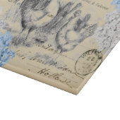 ヴィンテージチキンブルー花葉書切り板 カッティングボード (角)
