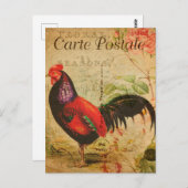 ヴィンテージチキンヘンルースターイラストレーション フランスの ポストカード (正面/裏面)