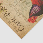 ヴィンテージチキンヘンルースターイラストレーション フランスの 薄葉紙 (詳細)