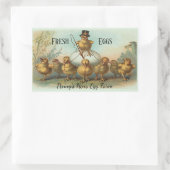 ヴィンテージチキンワラングラー生卵カートンラベル 長方形シール (バッグ)