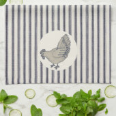 ヴィンテージチキン及びチクタクストライプのキッチンタオル キッチンタオル (折り畳み)