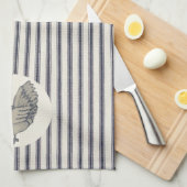 ヴィンテージチキン及びチクタクストライプのキッチンタオル キッチンタオル (四つ折り)