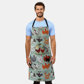 ヴィンテージチキン品種パターン エプロン (着用した状態)