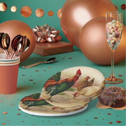 ヴィンテージチキン・ルースター任意の目的パーティープレート ペーパープレート (複数)