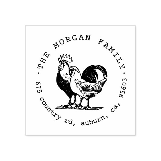 ヴィンテージチキン⎥差出人住所スタンプ ラバースタンプ (インプリント)