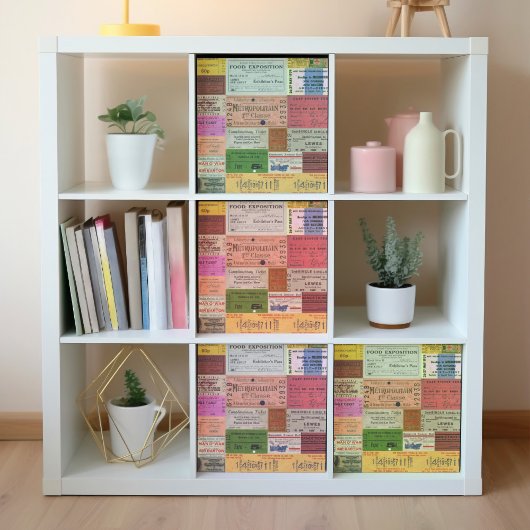 ヴィンテージチケットコラージデカップラッピング紙 ラッピングペーパーシート