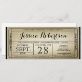 ヴィンテージチケットスタイルブライダルシャワー招待状 招待状 (正面/裏面)