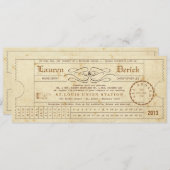 ヴィンテージチケットパンチカードティーレングス招待状 招待状 (正面/裏面)