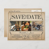 ヴィンテージチケット保存日付 – - 3枚の画像2.0 案内ポストカード (正面/裏面)