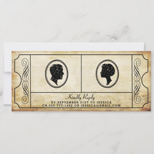 ヴィンテージチケット結婚のリハーサルディナー招待状 招待状 (裏面)