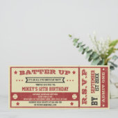 ヴィンテージチケット野球をテーマにした誕生日招待状 招待状 (スタンド正面)