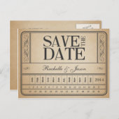 ヴィンテージチケットII - – 日付パンチアウトを保存 案内ポストカード (正面/裏面)