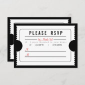 ヴィンテージチケットRSVP入力ブラック 出欠カード (正面/裏面)