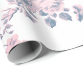 ヴィンテージチックなピンクブルーのボヘミアエレガントフローラ  ラッピングペーパー (ロールコーナー)