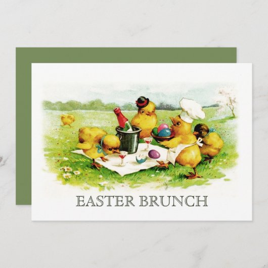 ヴィンテージチックスカスタムイースターブランチ招待状 招待状 (正面/裏面)