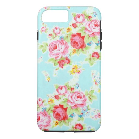 ヴィンテージチックフローラバラの青いバラの花が粗末な Case-Mate iPhoneケース (裏面)