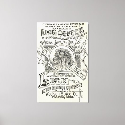 ヴィンテージチックライオンコーヒー広告カフェデコール キャンバスプリント (正面)