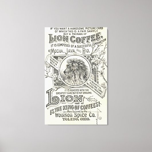 ヴィンテージチックライオンコーヒー広告カフェデコール キャンバスプリント (正面)