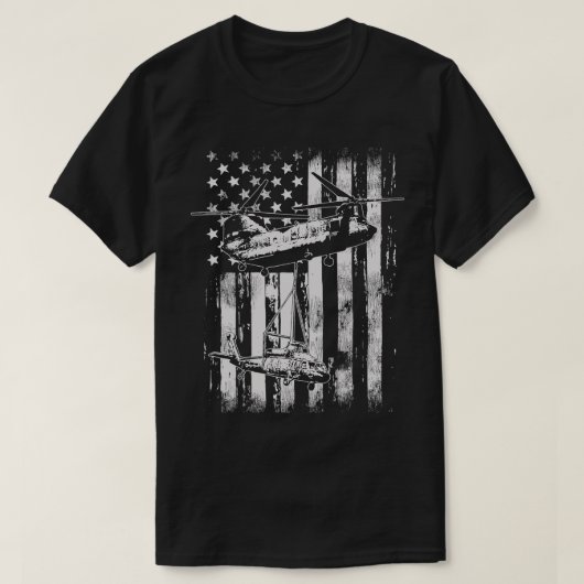 ヴィンテージチヌックヘリコプターアメリカ国旗 Tシャツ (デザイン正面)