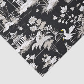 ヴィンテージチノイスリーアジアンパゴダバード白黒 薄葉紙 (詳細)