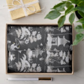 ヴィンテージチノイスリーアジアンパゴダバード白黒 薄葉紙 (ギフト)