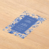 ヴィンテージチノイスリーアジアンピーコック結婚フローラ アクリル招待状 (レイダウン)