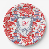 ヴィンテージチノイスリーデルフトブルーフランスのモノグラム ペーパープレート (正面)