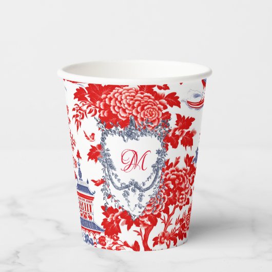 ヴィンテージチノイスリーデルフトブルーフランスのモノグラム 紙コップ (正面)