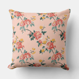 ヴィンテージチノイスリーピーニーつる植物フローラ クッション