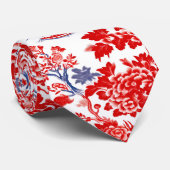 ヴィンテージチノイスリーフランスのデルフトレッドブルー ネクタイ (ロール)