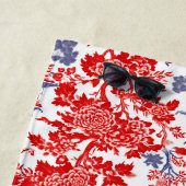 ヴィンテージチノイスリーフランスのデルフトレッドブルー ビーチタオル (インサイチュ)