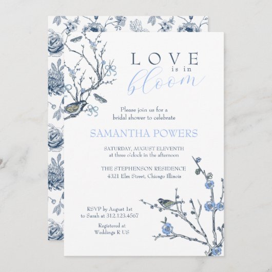 ヴィンテージチノイスリーブライダルシャワー招待 招待状 (正面/裏面)