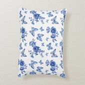 ヴィンテージチノイスリーブルーホワイトバタフライバラ アクセントクッション (裏面(縦))