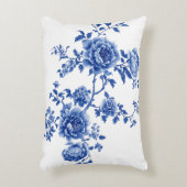 ヴィンテージチノイスリーブルー蝶の花 アクセントクッション (正面(垂直))