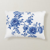 ヴィンテージチノイスリーブルー蝶の花 アクセントクッション (裏面)