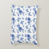 ヴィンテージチノイスリーブルー蝶の花 アクセントクッション (裏面(縦))