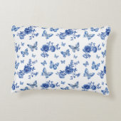 ヴィンテージチノイスリーブルー蝶の花 アクセントクッション (裏面)