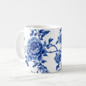 ヴィンテージチノイスリーブルー蝶の花 コーヒーマグカップ (正面左)