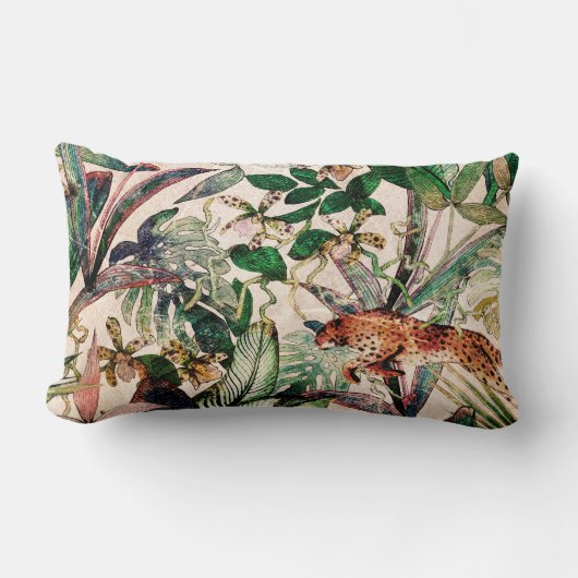 ヴィンテージチノイスリー熱帯性ジャングルンバーピロー ランバークッション (正面)