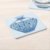 ヴィンテージチノイスリー花瓶ジンジャージャー スクエアペーパーコースター (アングル)