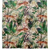 ヴィンテージチノワジェリー熱帯性ジャングルシャワーカーテン シャワーカーテン (正面)