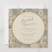 ヴィンテージチノワジリー フラワーと鳥の ブライダルシャワー 招待状 (正面)