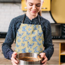 ヴィンテージチノワセリーブルー蝶アレーダマスク エプロン