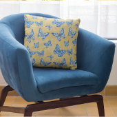 ヴィンテージチノワセリーブルー蝶アレーダマスク クッション