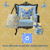 ヴィンテージチノワセリーブルー蝶アレーダマスク クッション