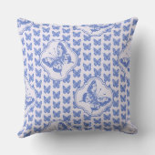 ヴィンテージチノワセリーブルー蝶オンホワイト クッション (裏面)
