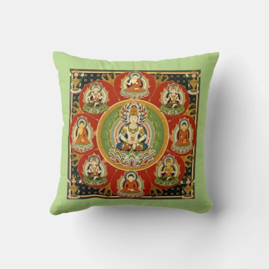 ヴィンテージチベットタントラ仏教の仏曼荼羅 クッション (裏面)