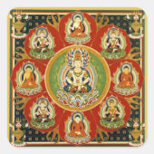 ヴィンテージチベットタントラ仏教の仏曼荼羅 スクエアシール (正面)